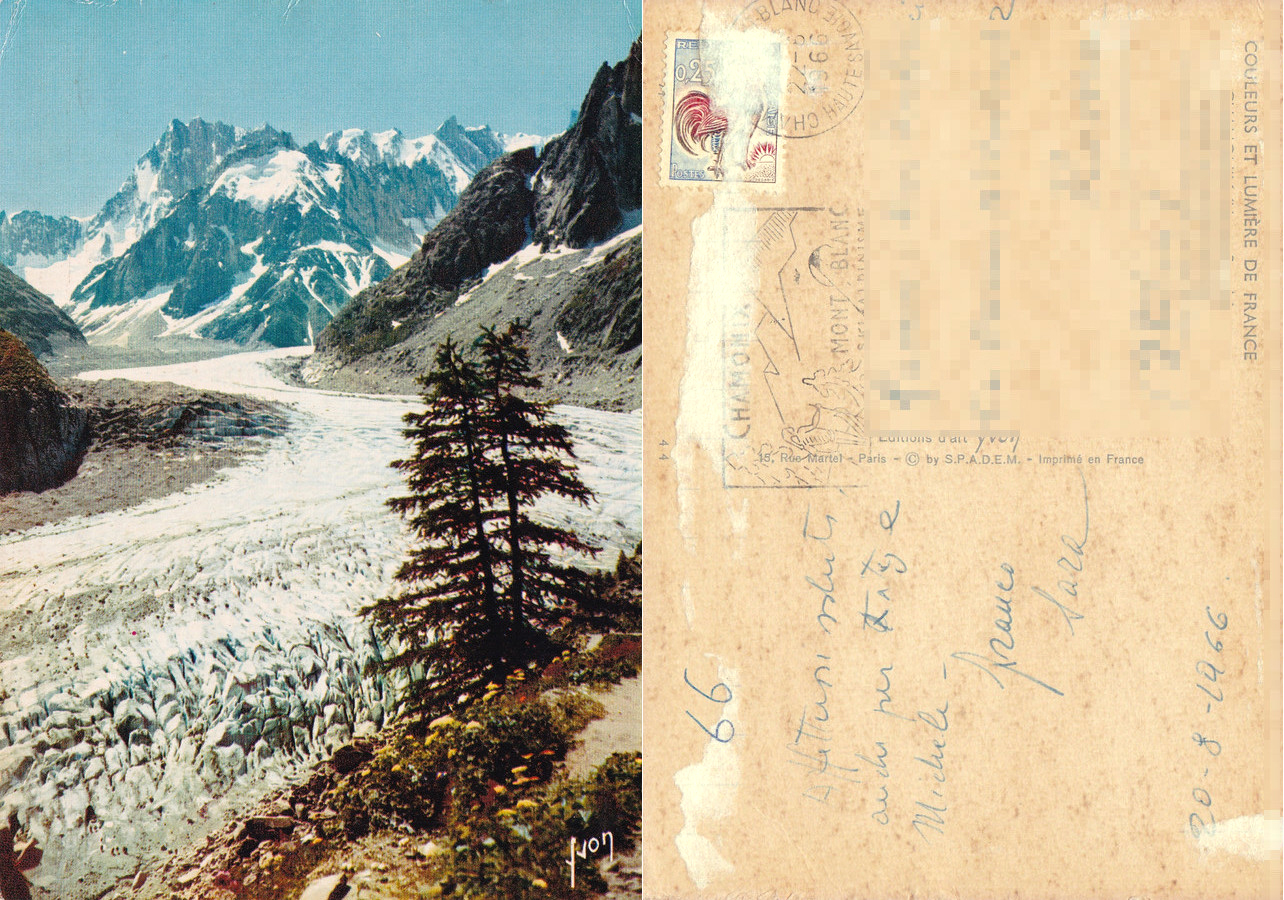 Chamonix. Le Montevers, la Mer de Glace. Viaggiata 1966
