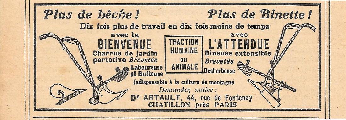 Charrues Artault . Pubblicita 1923