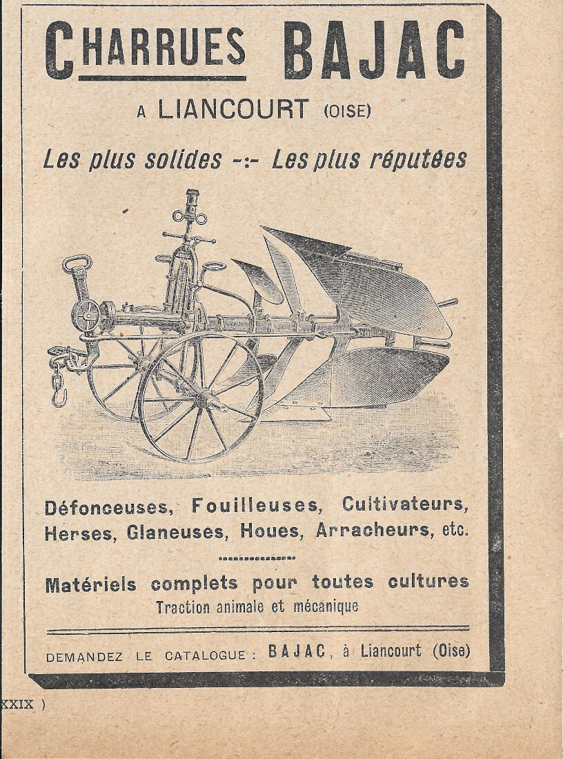 Charrues Bajac - Advertising 1924