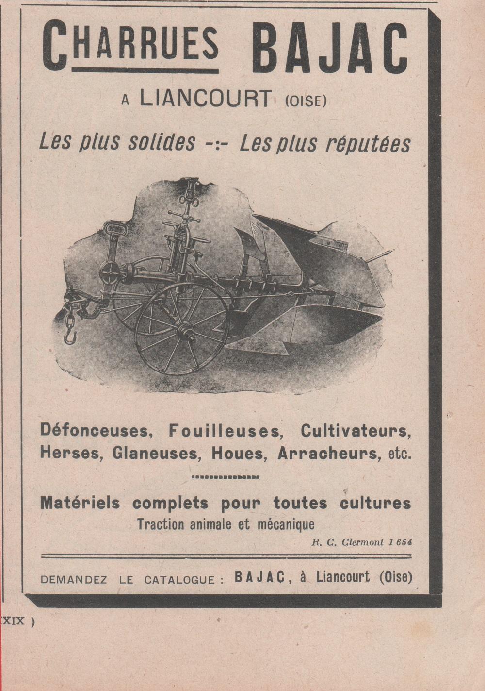 Charrues Bajac. Advertising 1924