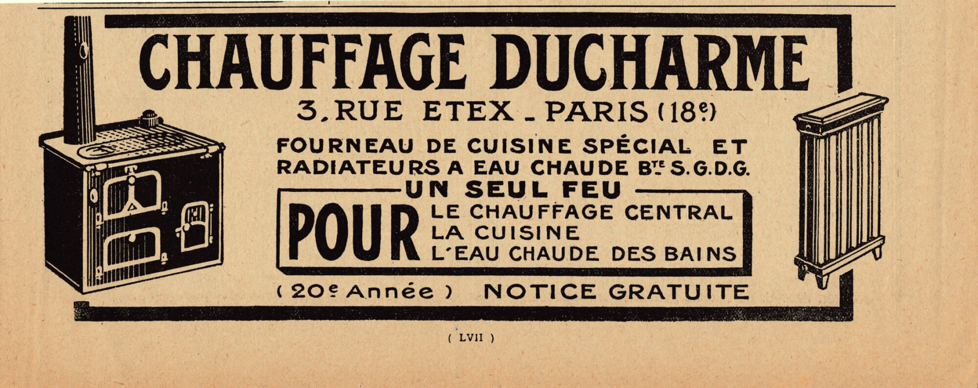 Chauffage Ducharme, Paris. Advertising 1927