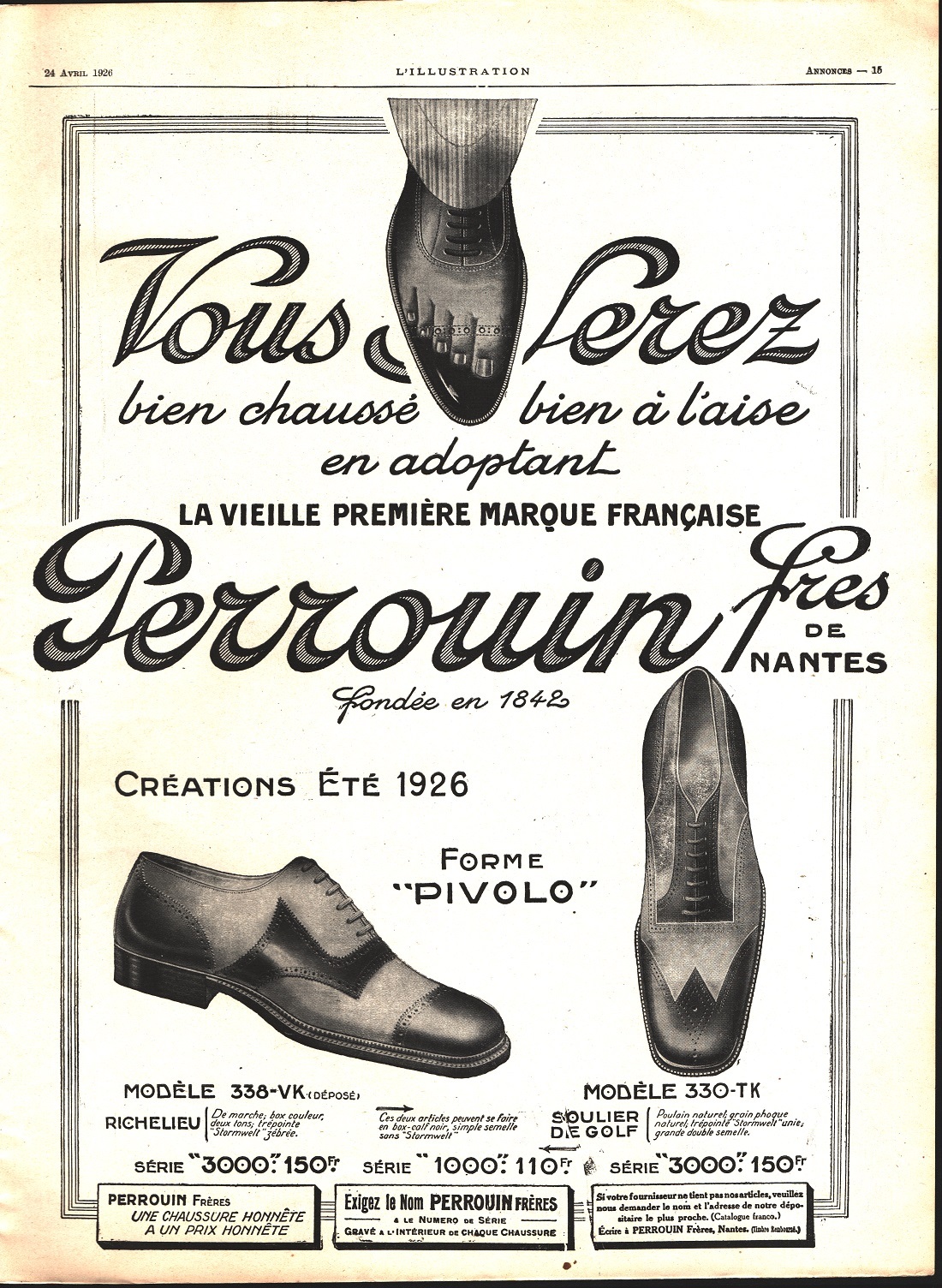 Chaussure Perroquin Nantes. Advertising 1926