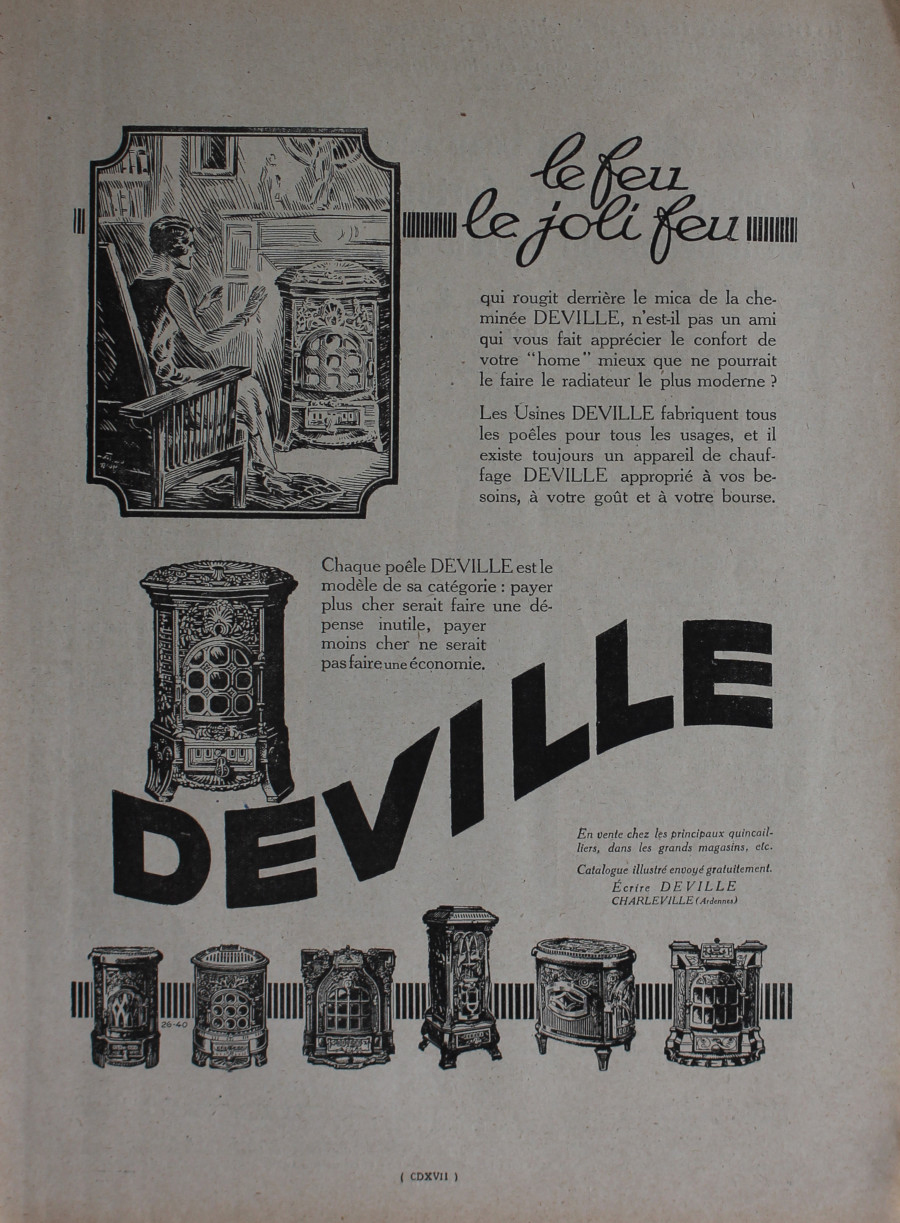 Cheminée Deville. Advertising 1926