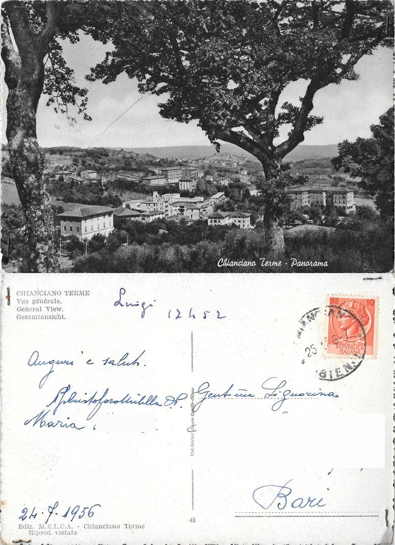 Chianciano Terme. Panorama. Viaggiata 1956
