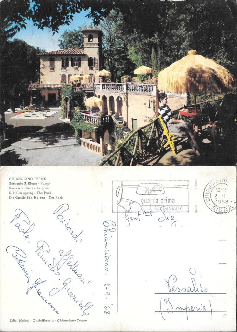 Chianciano Terme. Sorgente S. Elena. Parco. Viaggiata 1968