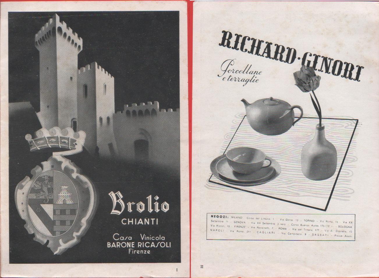 Chianti Brolio/Richard-GInori. Pubblicità 1939