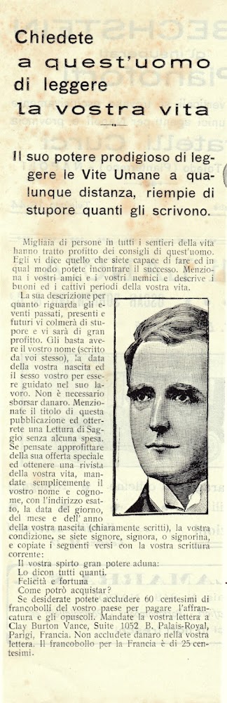 Chiedete a quest'uomo di leggere la vostra vita. Advertising 1913