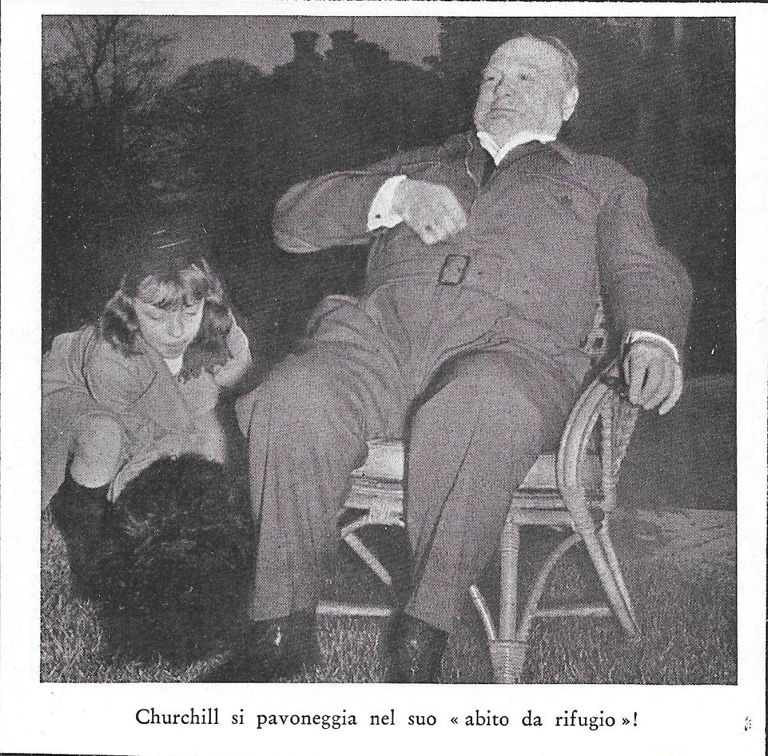 Churchill nel suo abito da rifugio. Stampa 1934