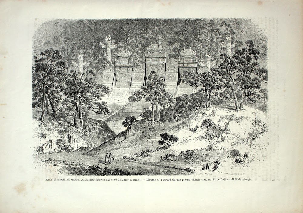 Cina. Archi di trionfo all'entrata del Palazzo favorito dal Cielo …