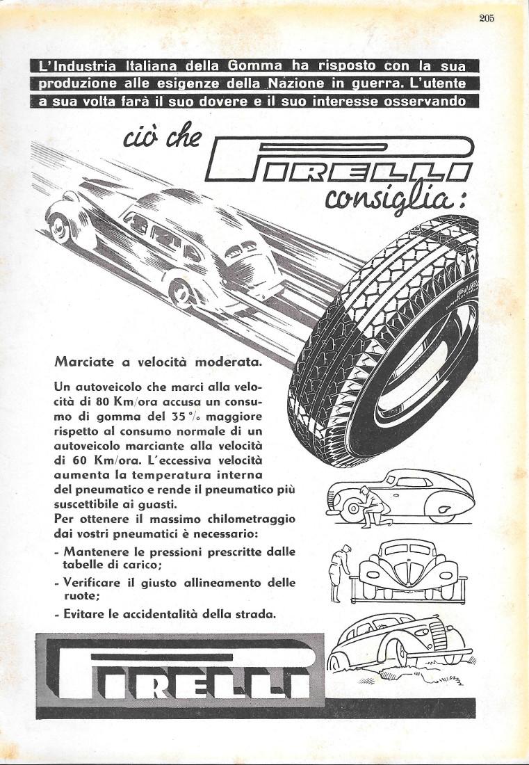Ciò che Pirelli consiglia. Advertising 1943