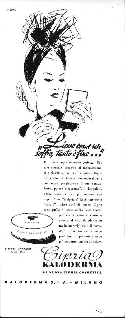 Cipria Kaloderma. Pubblicità1941