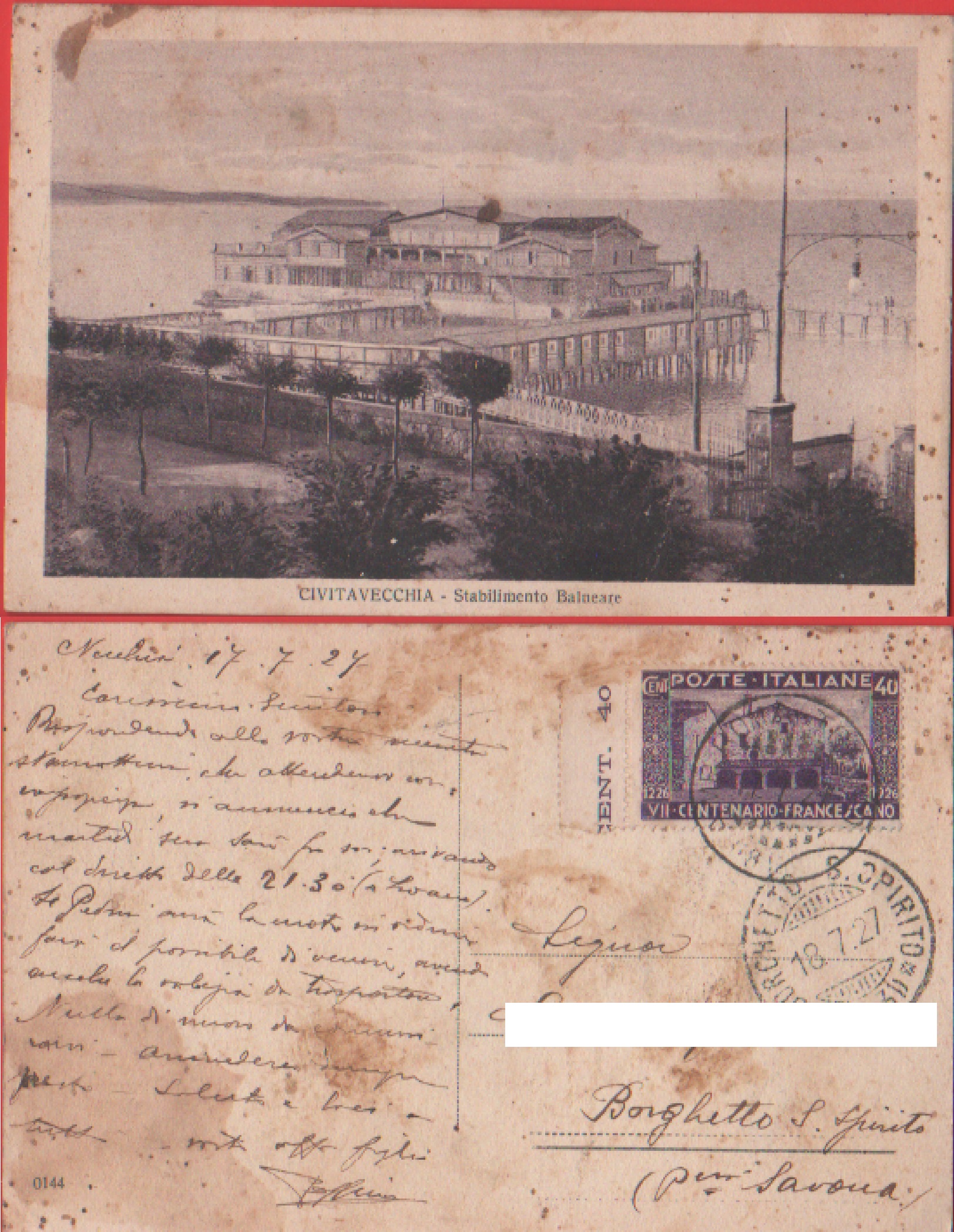 Civitavecchia. Stabilimento balneare - Viaggiata 1927