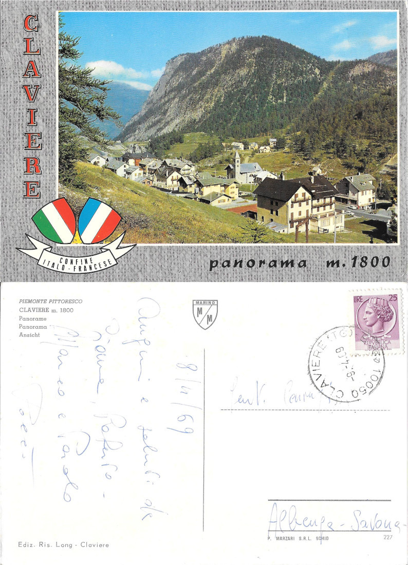 Claviere. Panorama. Viaggiata 1969