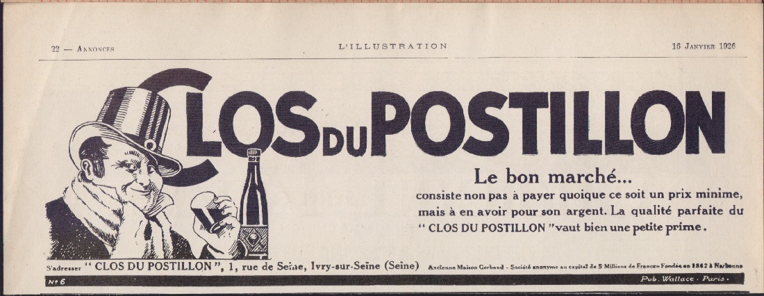 Clos du Postillon. Advertising 1926