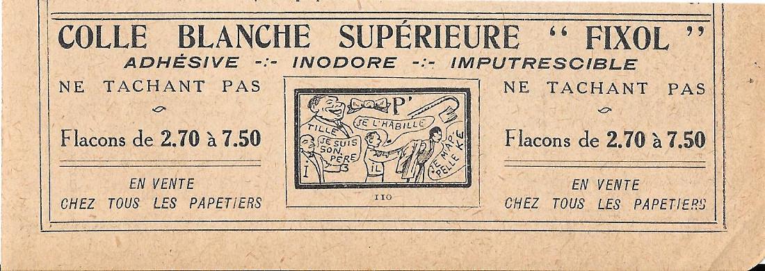 Colle blanche supérieure Fixol. Stampa 1919
