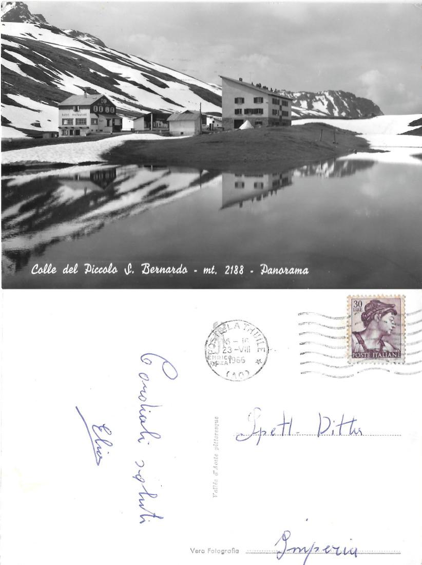 Colle del Piccolo S. Bernardo. Panorama. Viaggiata 1966