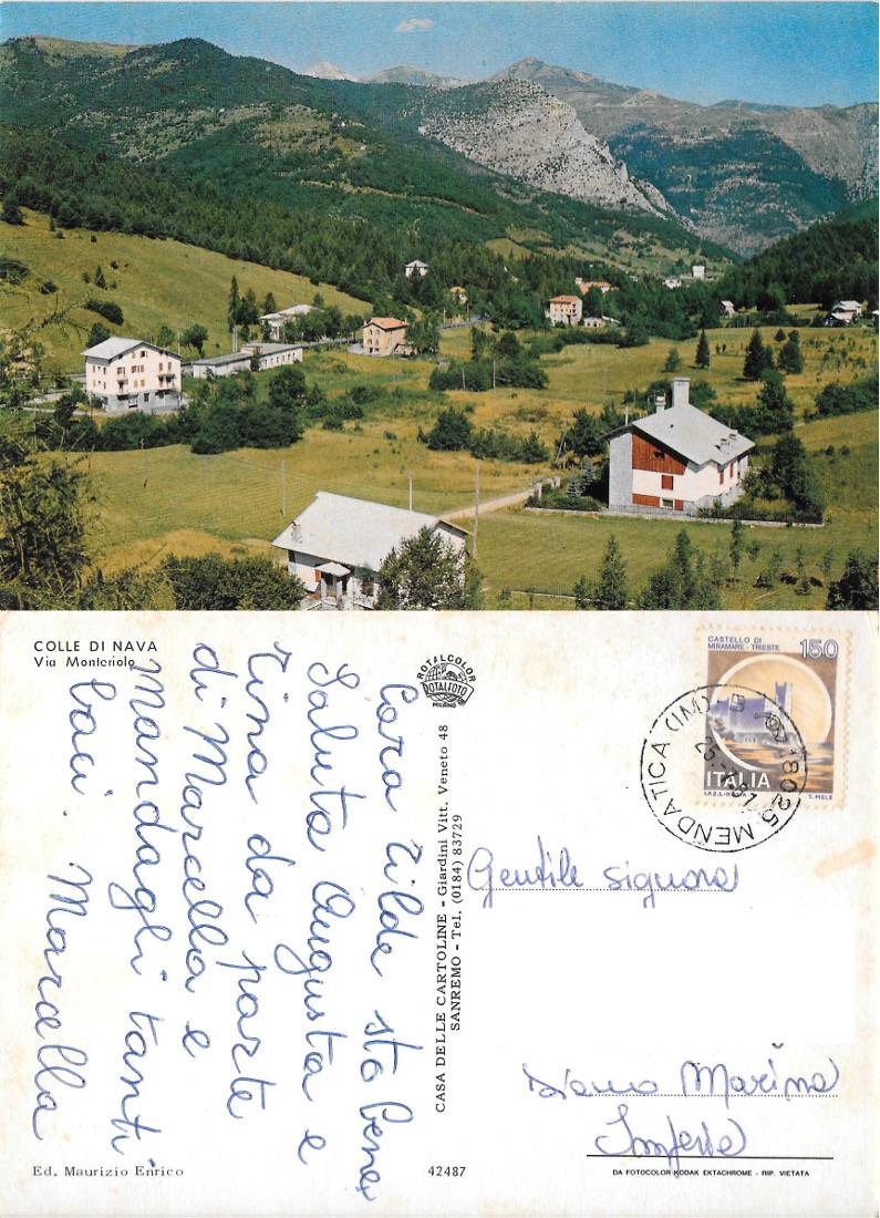 Colle di Nava (IM). Via Monteriolo. Viaggiata 1981