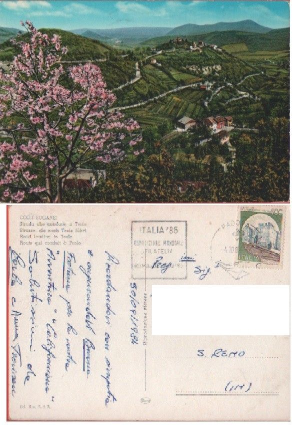 Colli Euganei. Strada che conduce a Teolo. Viaggiata 1984