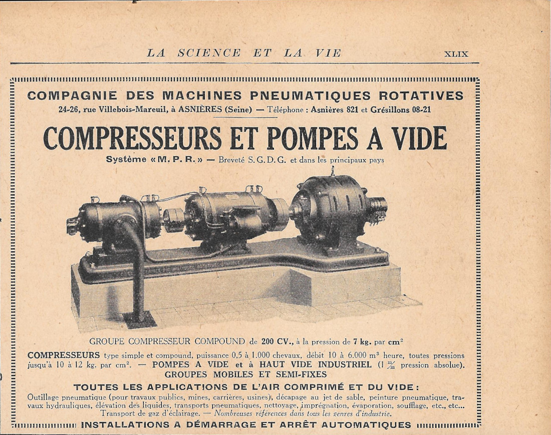 Compresseurs et pompe a vide - Advertising 1928