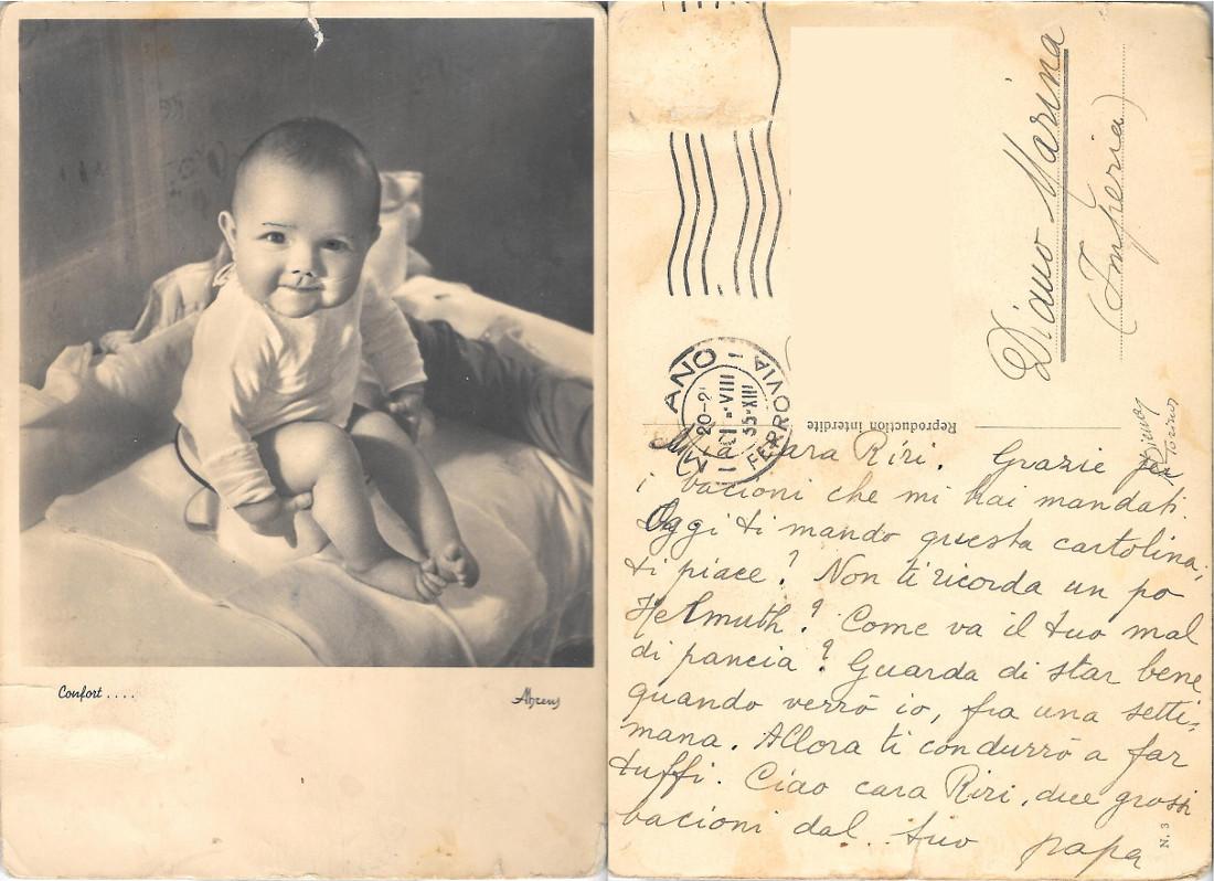 Confort... bambino sul vasino. Viaggiata 1935