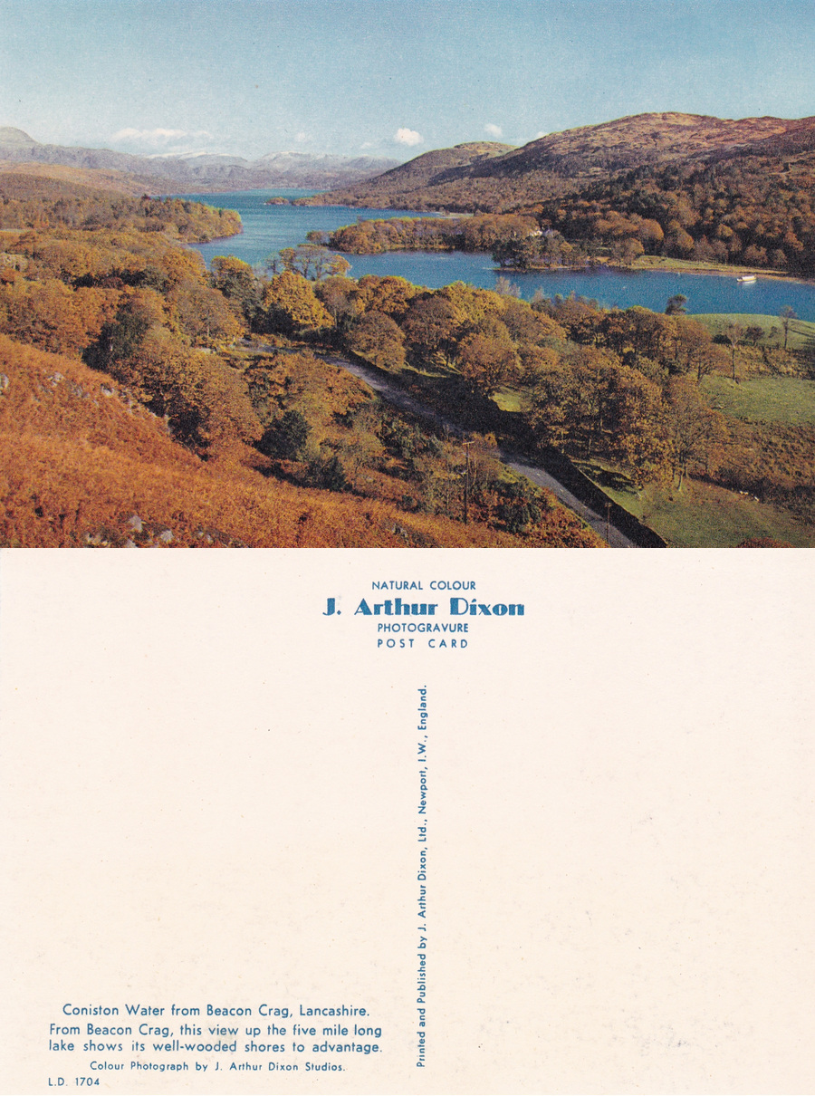 Coniston Water from Beacon Crag. Lancashire. Non viaggiata