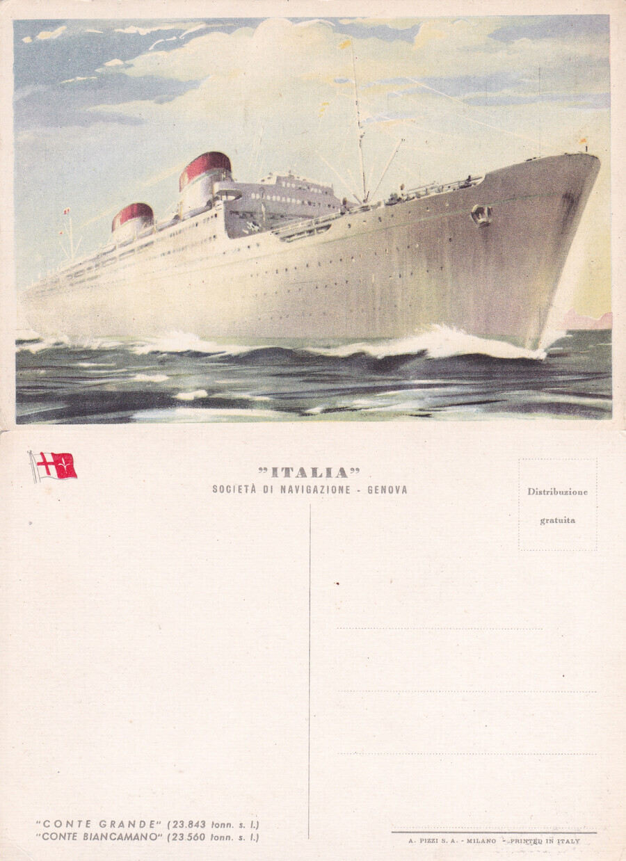 Conte Grande, Conte Biancamano. Italia di Navigazione (pittorica). Non viaggiata