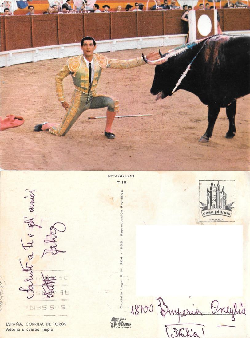 Corrida. Adorno a cuerpo limpio. Viaggiata (data stampa 1963)