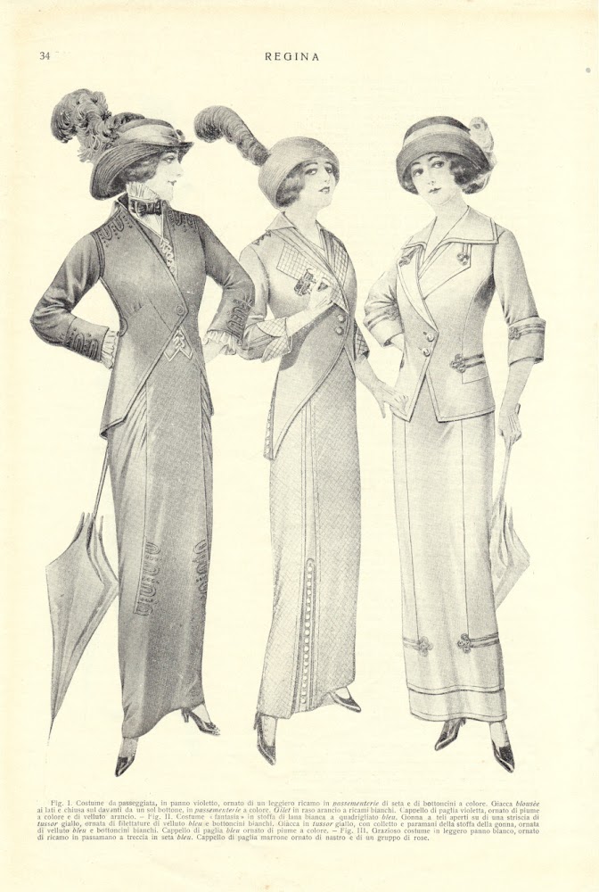 Costume da passeggiata, costume fantasia; costume leggero. Immagine 1913.