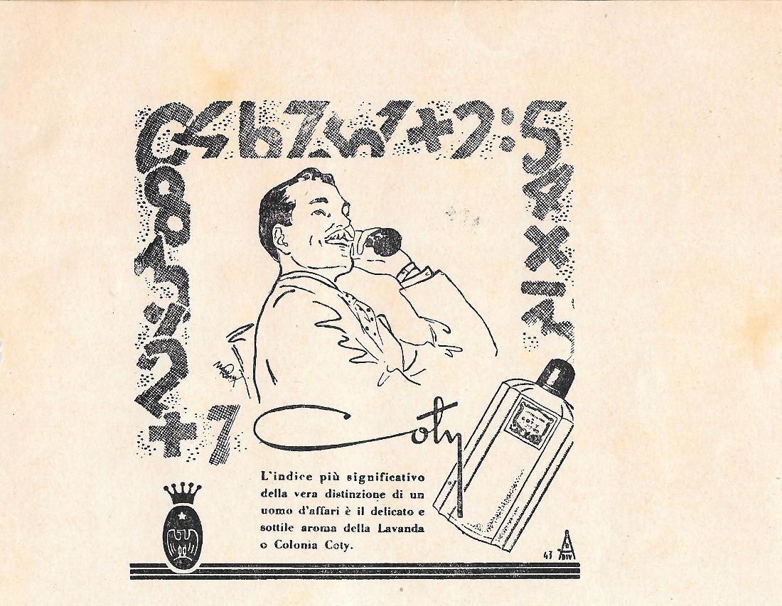 Coty. Lavanda e colonia. Pubblicità 1947
