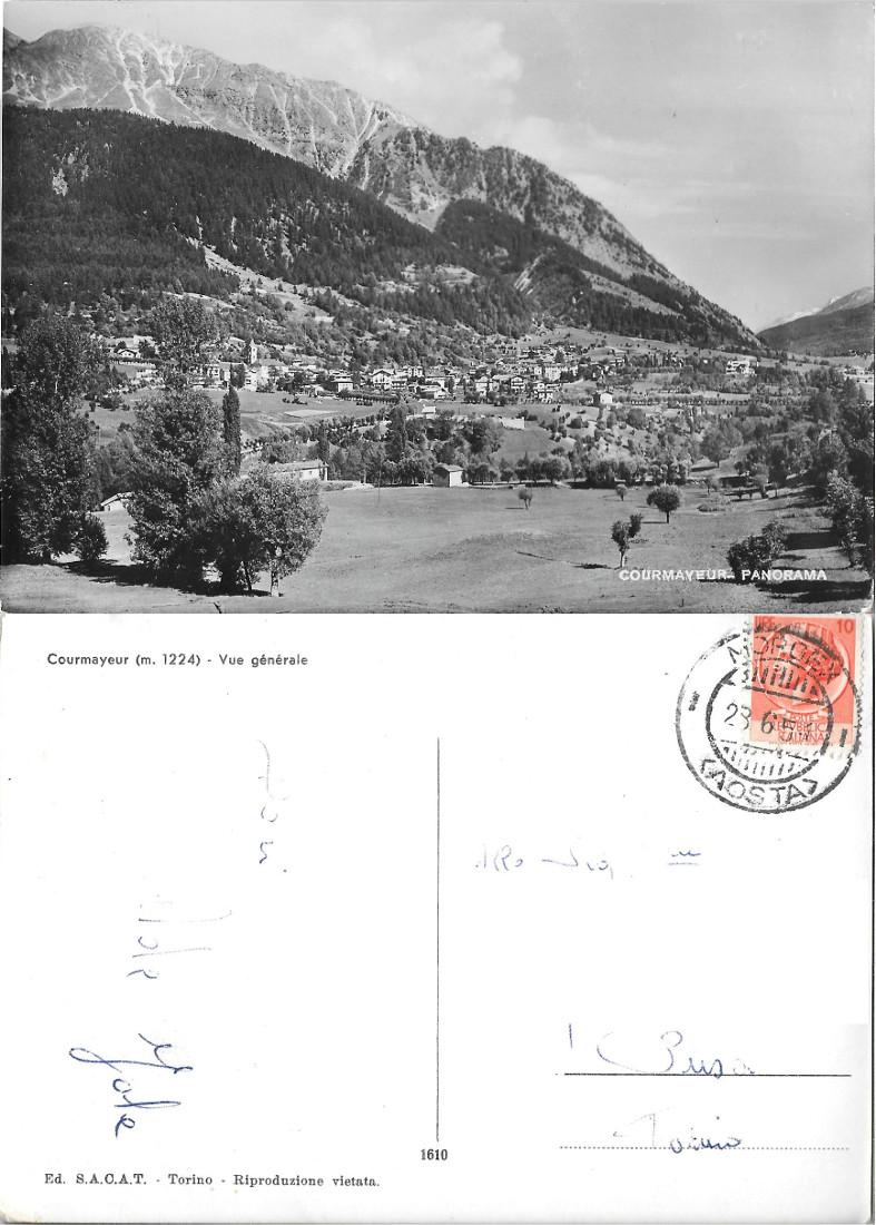 Courmayeur. Panorama. Viaggiata 1954