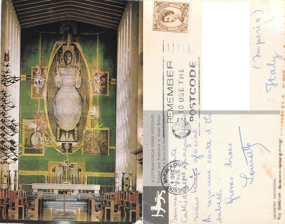 Coventry. Cathedral. The tapestry. Viaggiata 1968