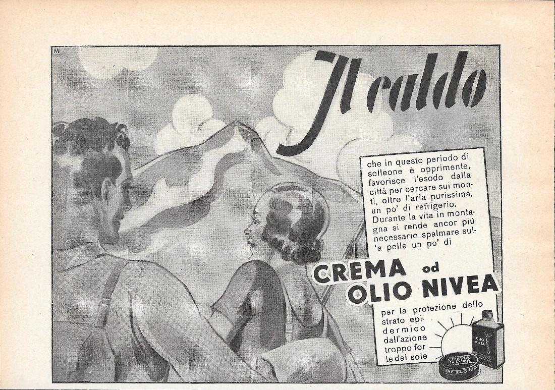 Crema e Olio Nivea. Advertising 1935