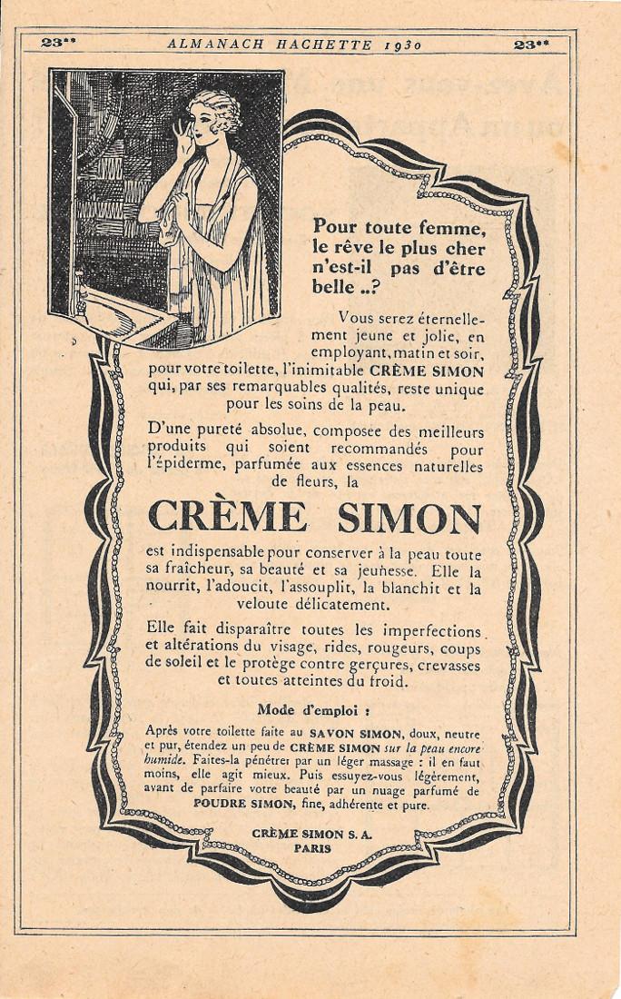 Creme Simon. Pubblicita 1930