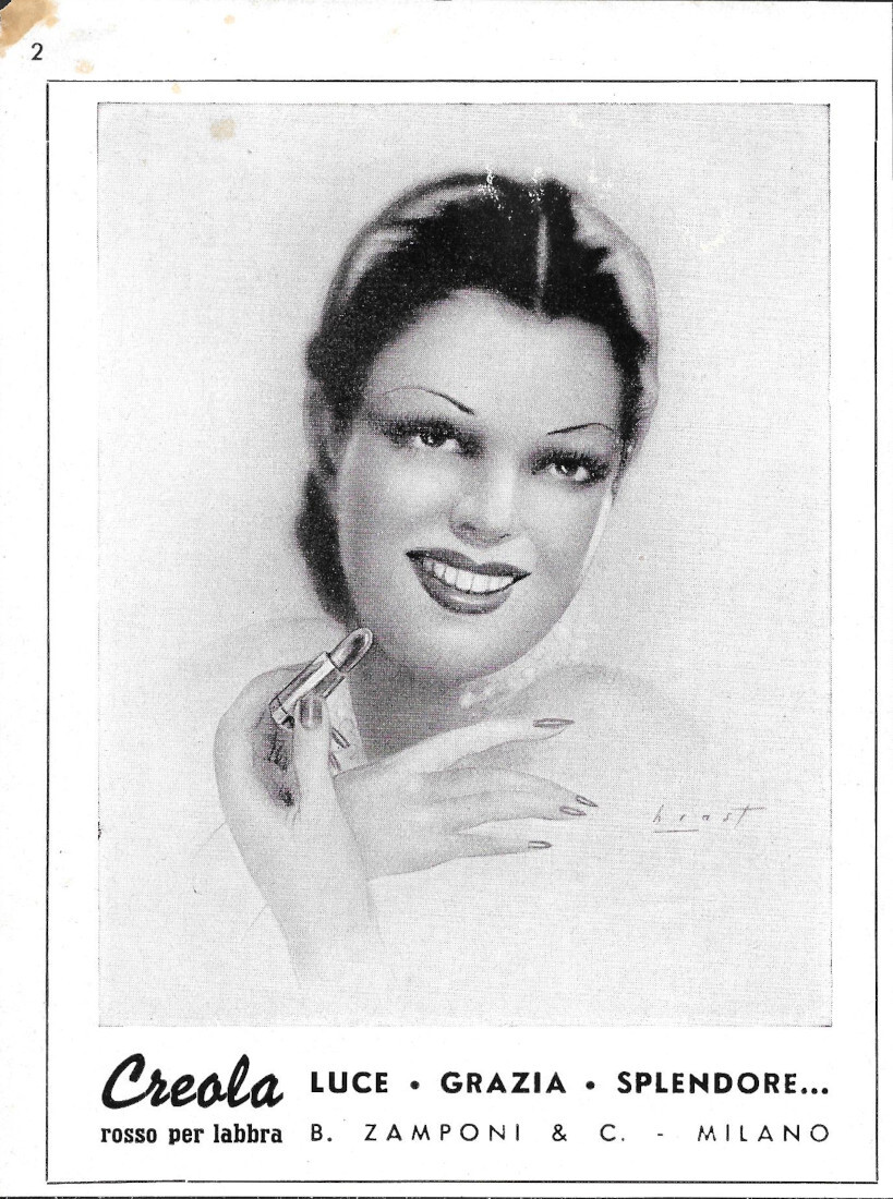 Creola rosso per labbra - Advertising 1939