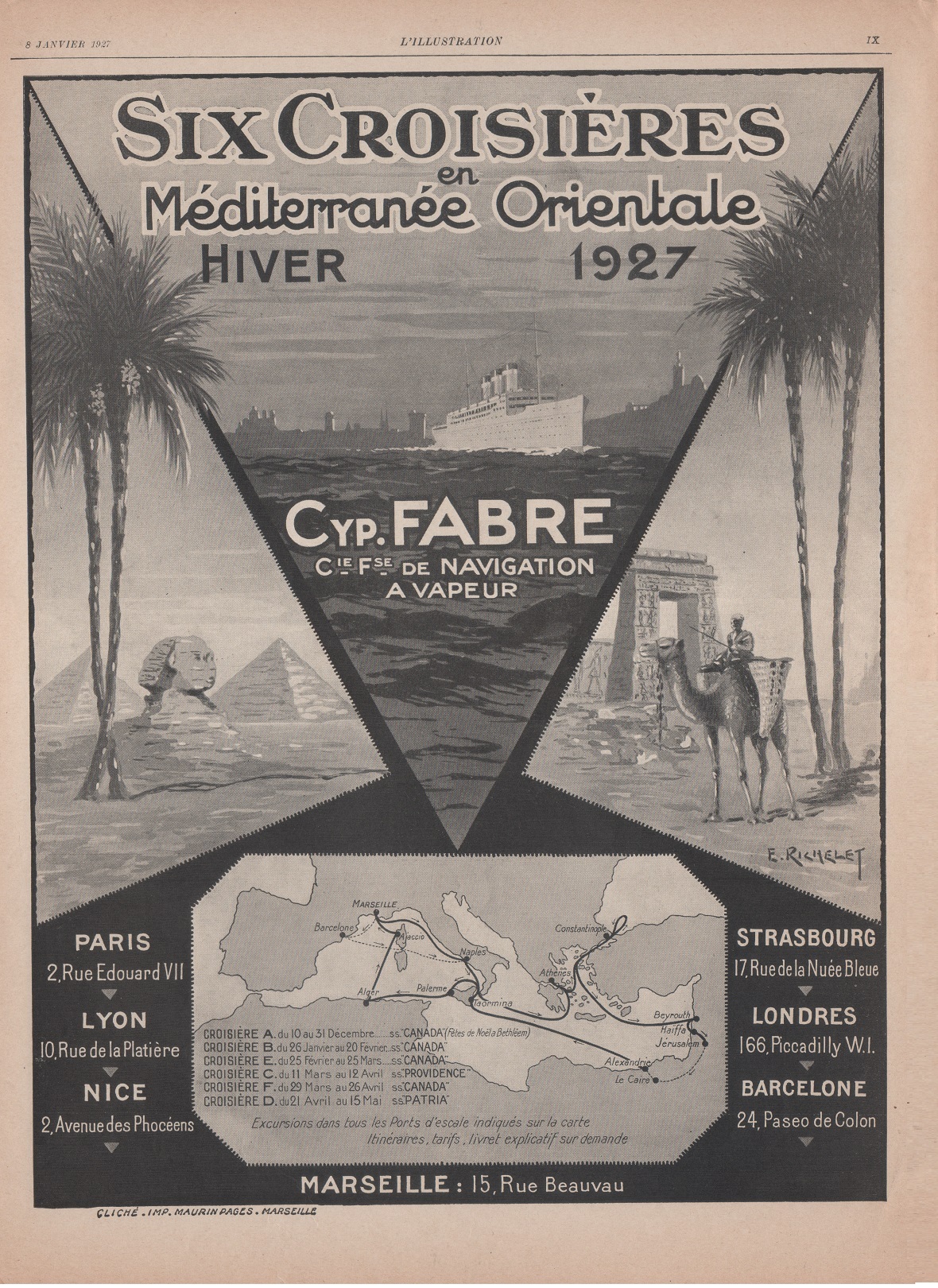 Croisieres Cyp. Fabre, C.ie F.se de Navigation / Bisquits LU. …