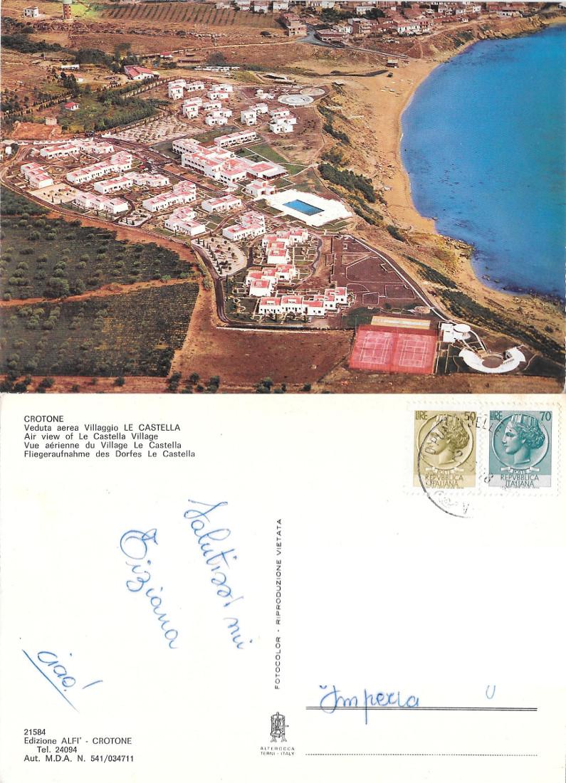 Crotone. Veduta aerea Le Castella. Viaggiata 1978