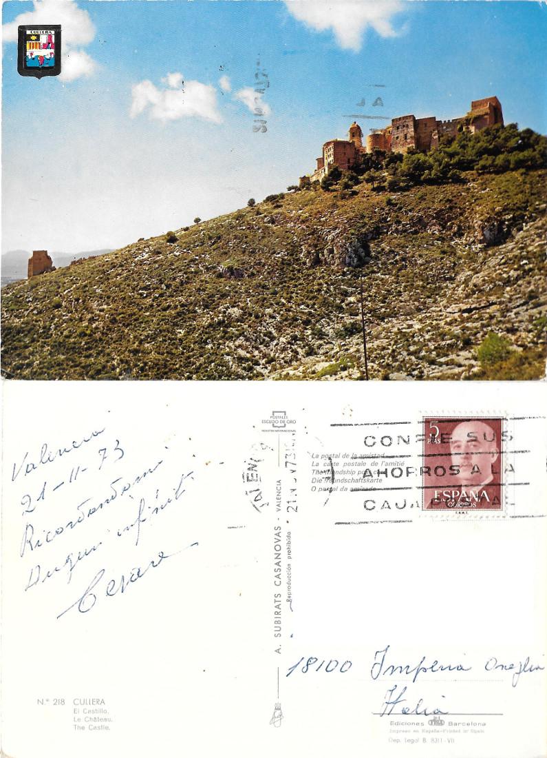 Cullera (ESP). Il castello. Viaggiata 1973