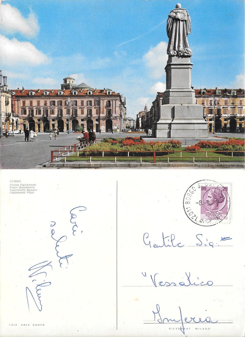 Cuneo. Piazza Galimberti. Viaggiata 1989