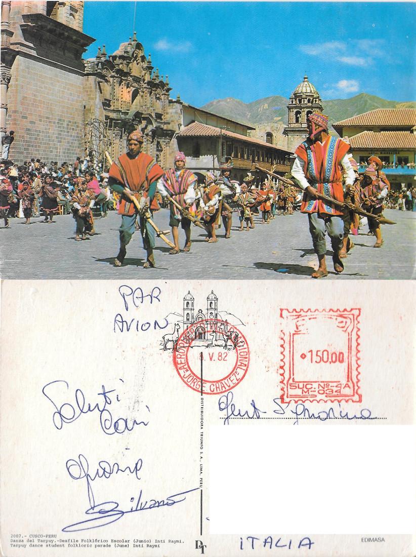 Cusco (PER). Dalza del Tarpuy. Viaggiata 1982