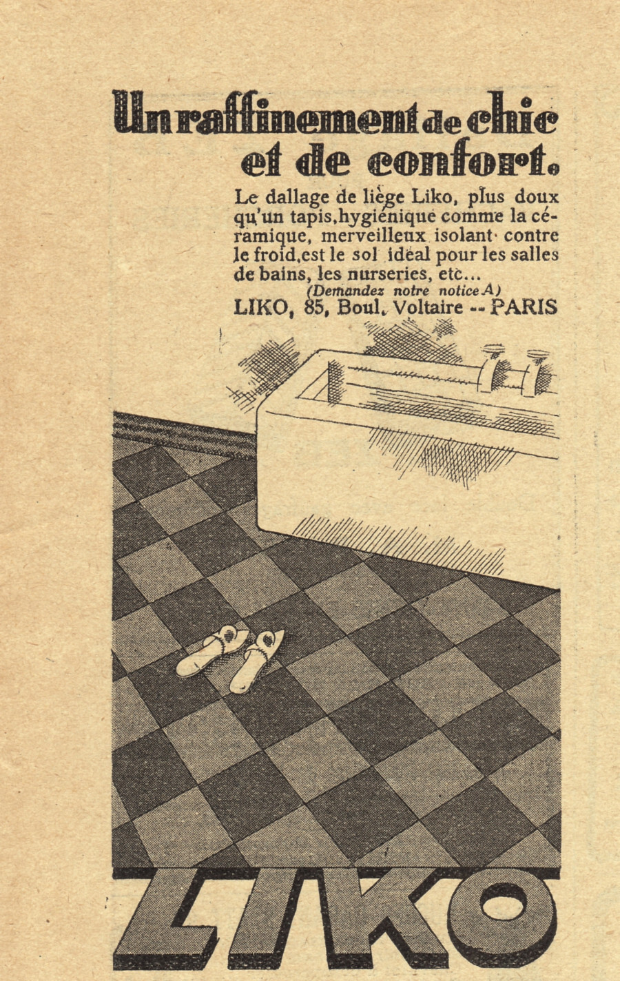 Dallage de liege LIKO Advertising 1927