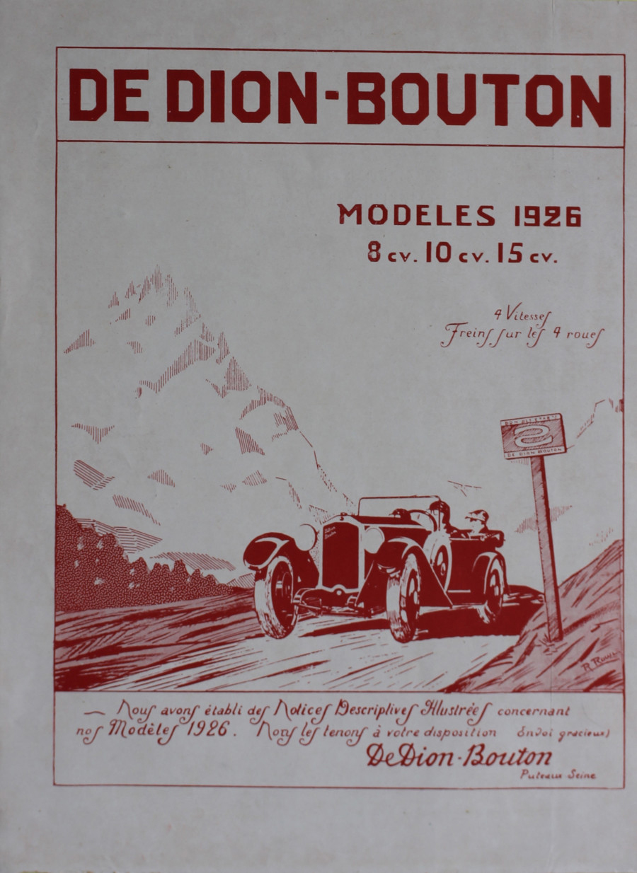 De Dion Bouton models 1926, 8,10,15 cv.. Advertising 1926