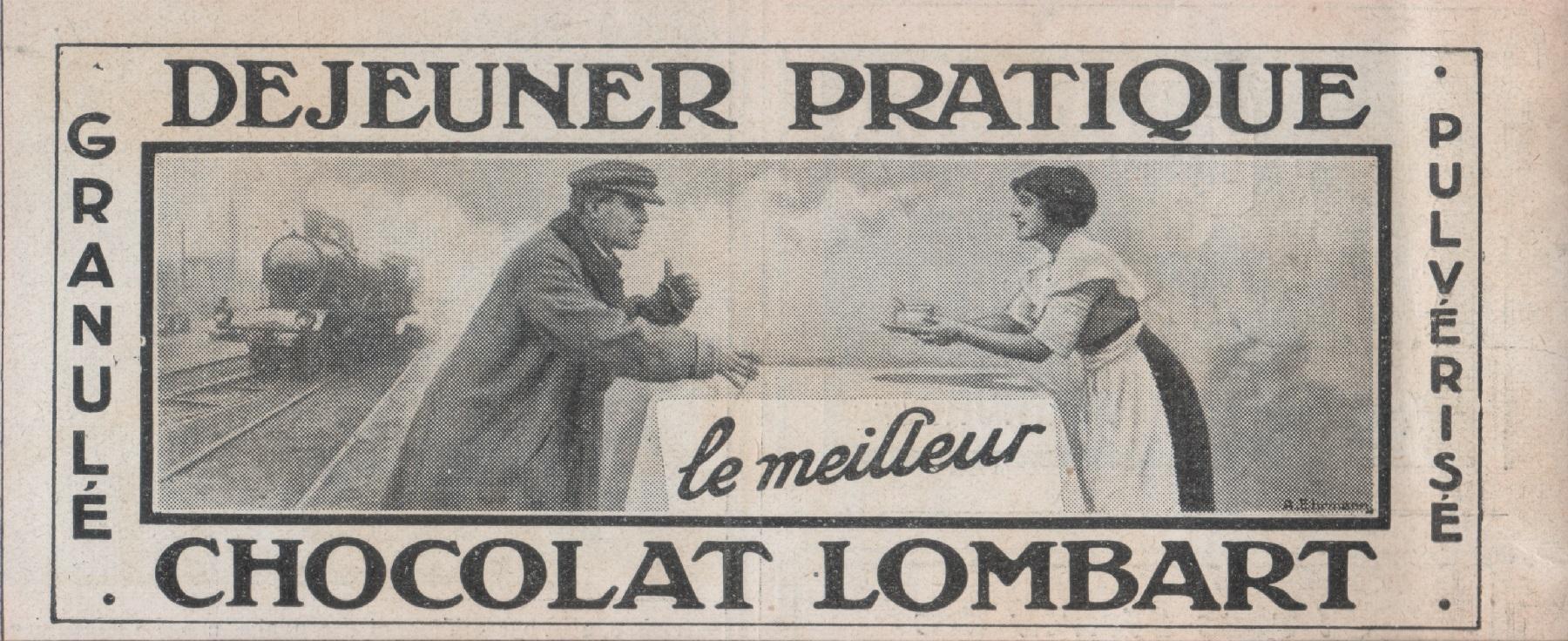 Dejeuner pratique. Chocolat Lombart. Advertising 1912