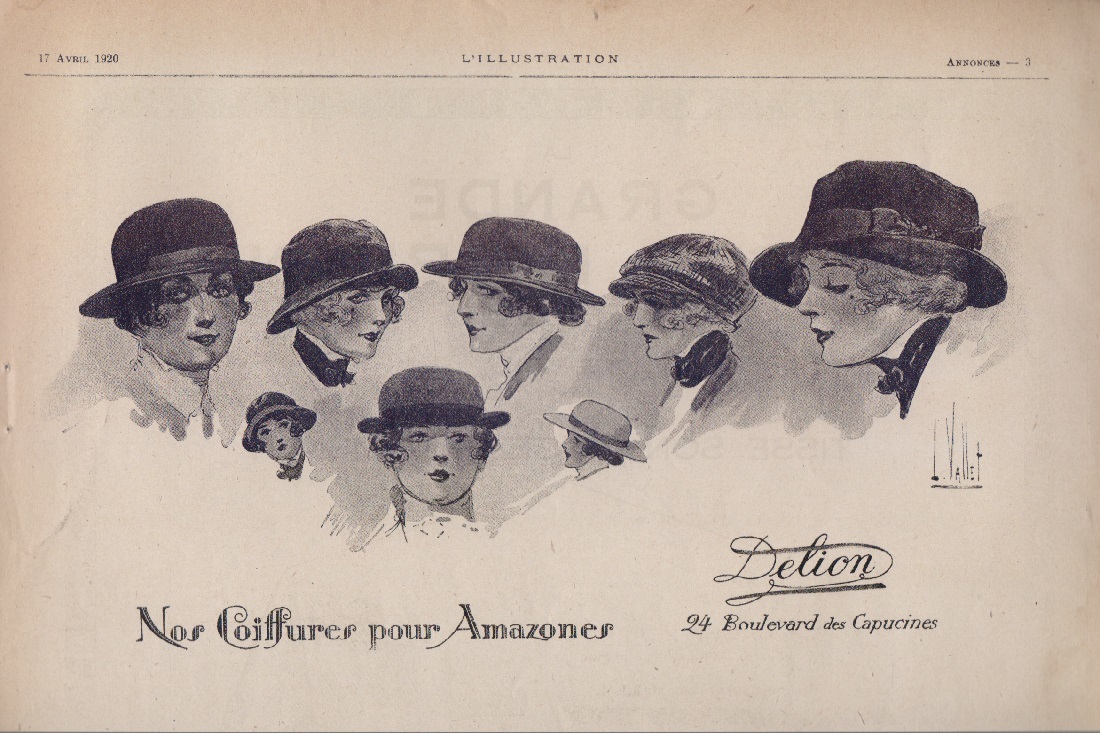 Delion. Nos coifures pour Amazones (Ill. L. Vallet). Advertising 1920