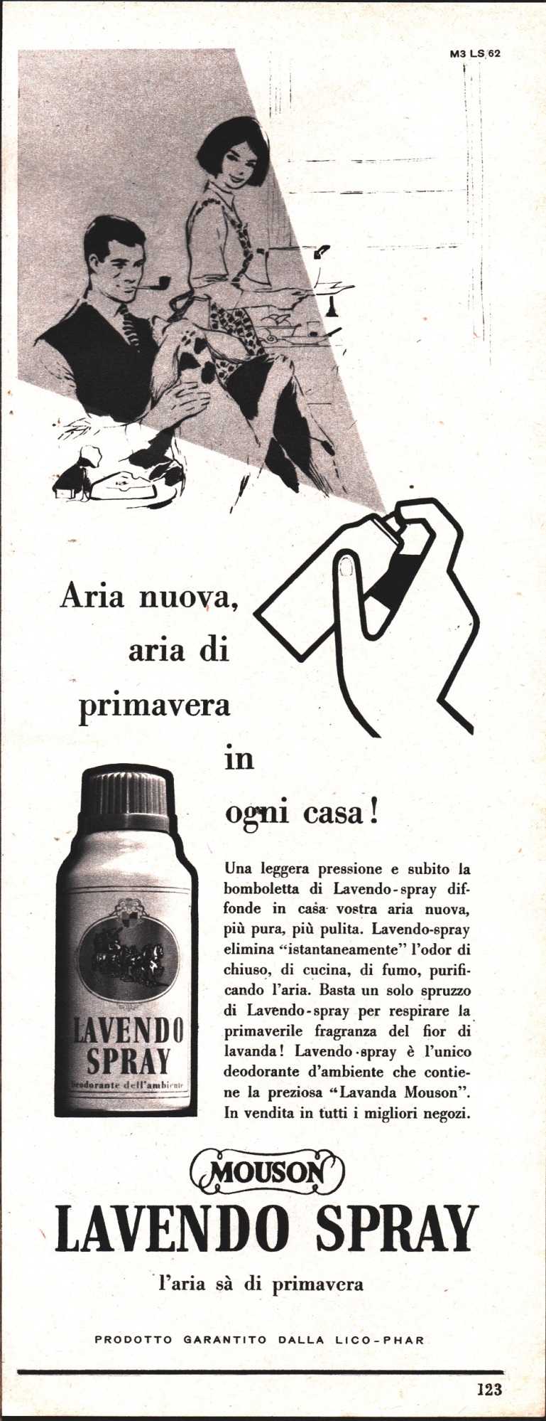 Deodorande per ambienti Lavendo Soray. Muson. Advertising 1962
