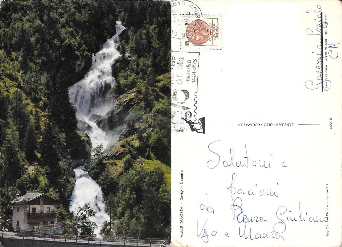 Derby (AO). Cascata. Viaggiata 1976