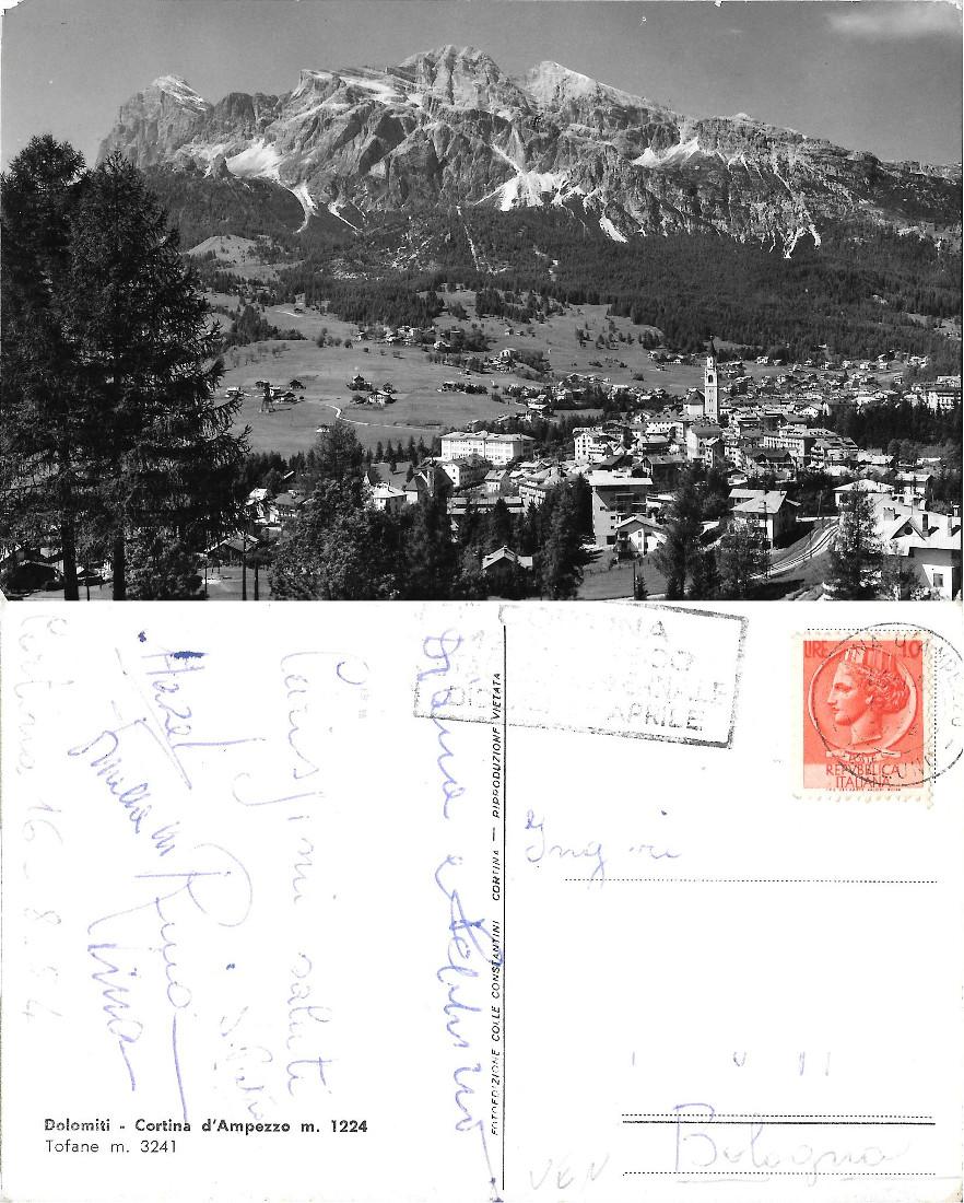 Dolomiti. Cortina d'Ampezzo. Tofano. Viaggiata 1954