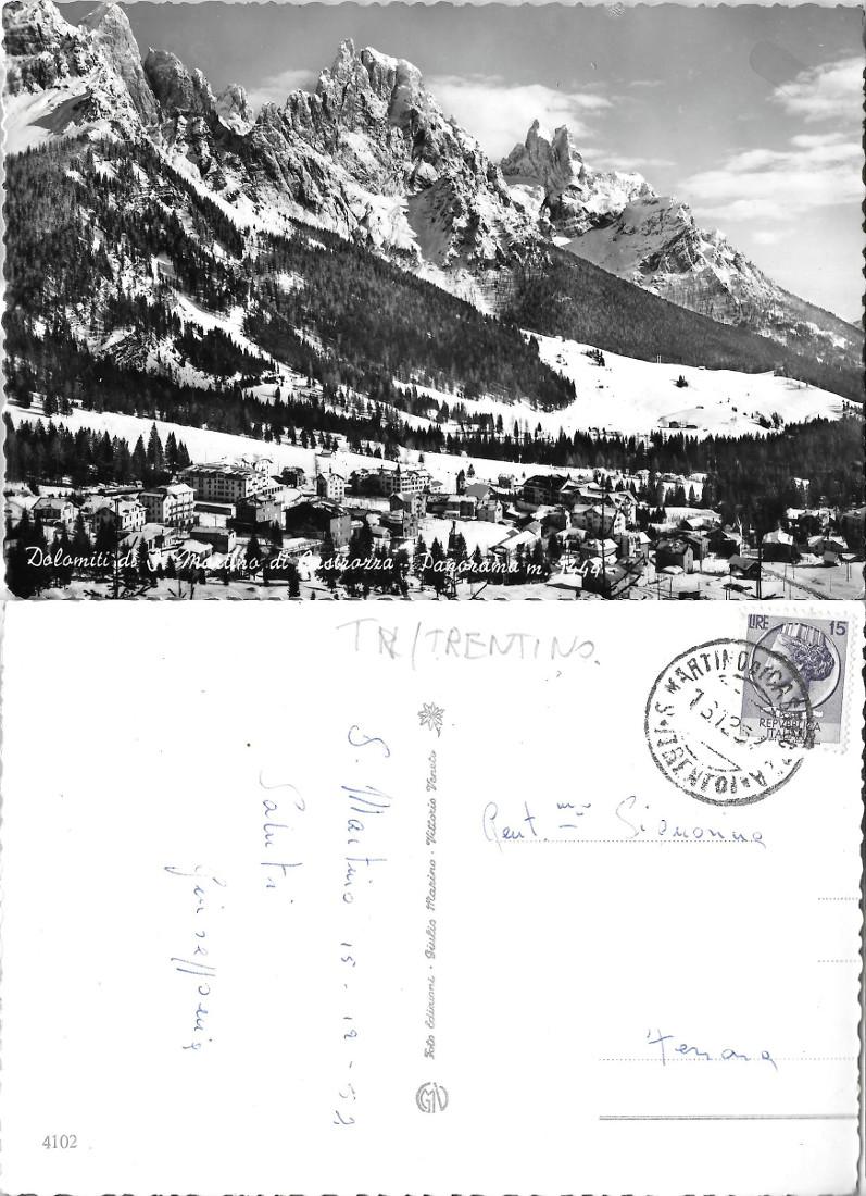 Dolomiti. S. Martino di Castrozza . Viaggiata 1957