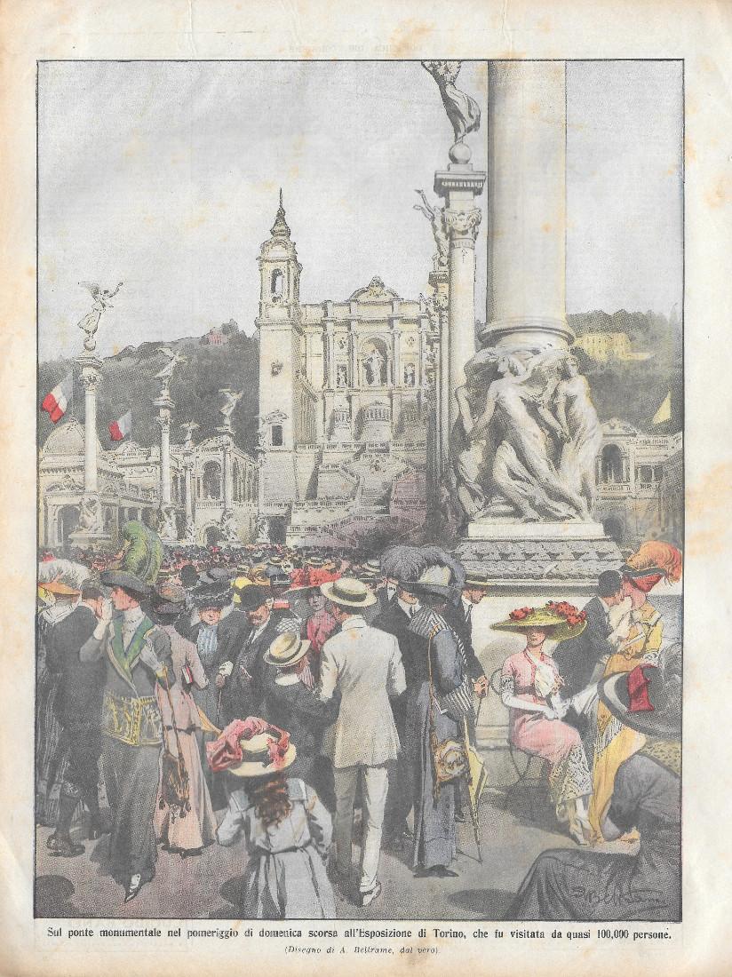 Domenica del Corriere 16/7/1911. Esposizione di Torino . Beltrame