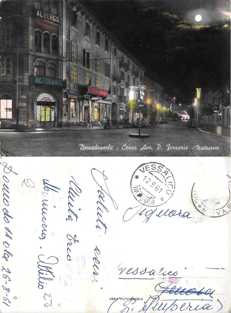 Domodossola. Corso Avv. P. Ferraris. Notturno. Viaggiata 1961