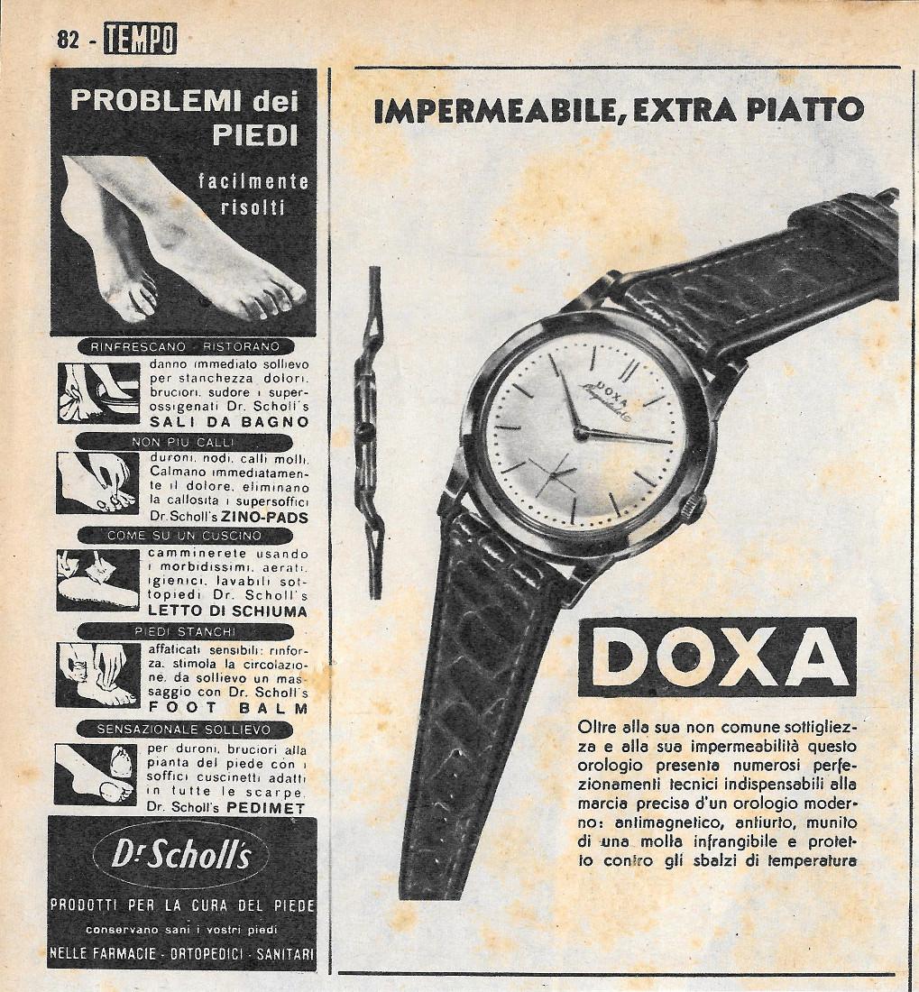 Doxa, impermeabile, extra piatto. Advertising 1956